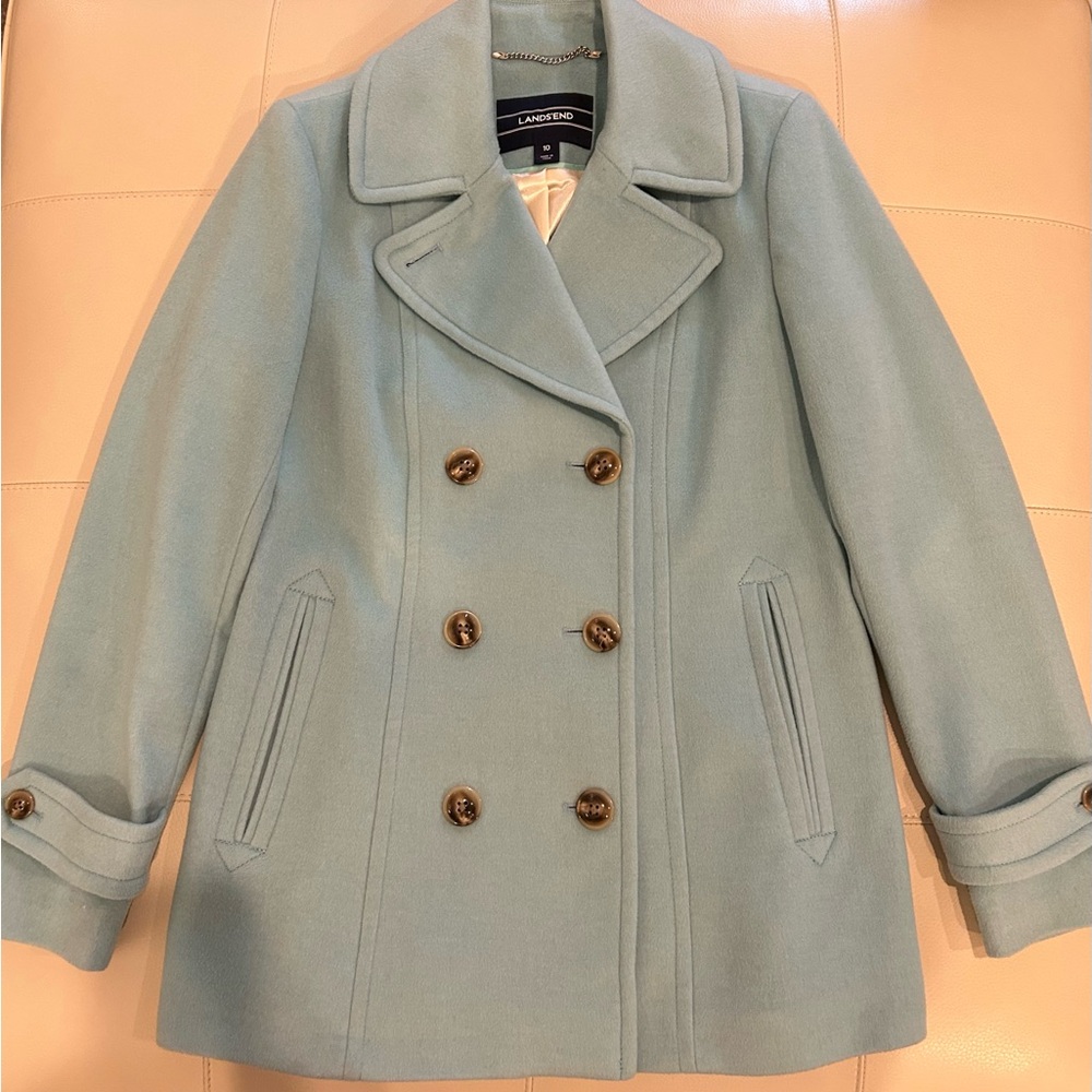 Lands' End Women's Robin Egg Blue Pea Coat